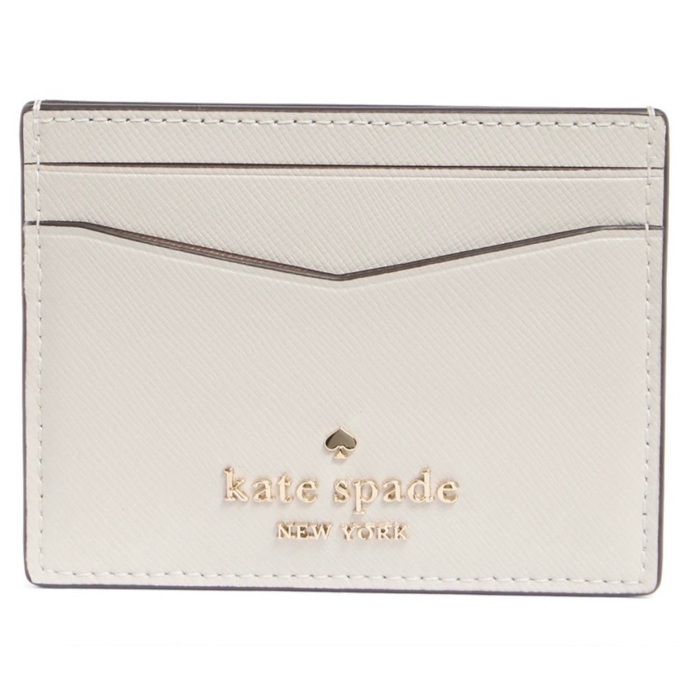Kate Spade New York Staci Leather Small Slim Card Holder Case - Warm Cement